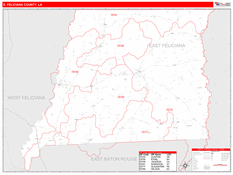 East Feliciana Parish (County), LA Digital Map Red Line Style